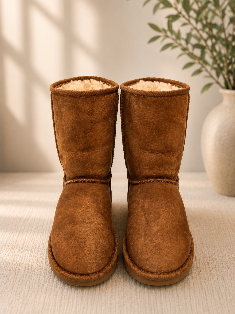 UGG Australia Classic Short Boots Chestnut Suede Sheepskin Fur Lined Women’s 7